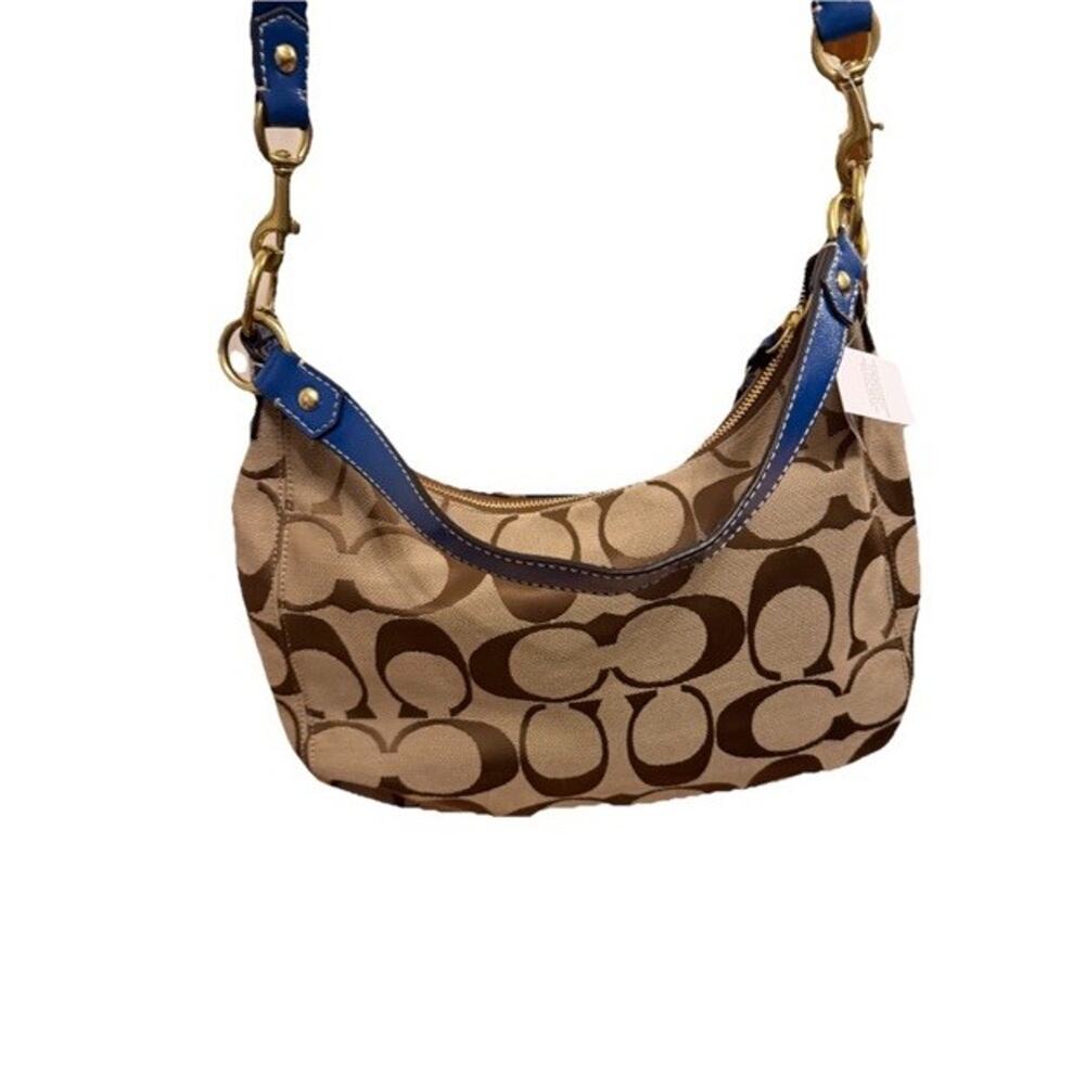 NWT Coach Y2K Signature Stripe Hobo Bag Wallet SET Khaki & Blue Jacquard 3254-1 - Picture 3 of 16